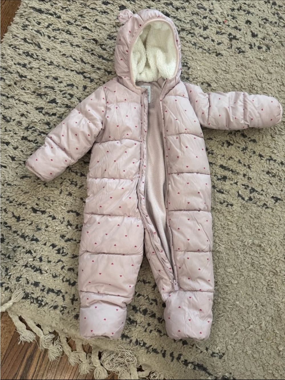 BabyGap Toddler Pink Heart Puffer One-Piece Snowsuit